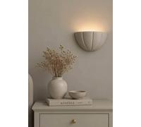Valuelights Leonardo Scallop Curve Ceramic Flush Wall Sconce Light In Mid Grey Mid Grey