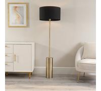 ValueLights Lexy Black Shade with Antique Brass Dimmable Floor Lamp