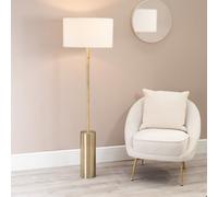 Valuelights Lexy Antique Brass Rotary Dimmer Switch Floor Lamp With Cream Boucle Shade