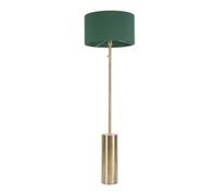 Valuelights Lexy Antique Brass Rotary Dimmer Switch Floor Lamp With Forest Green Drum Shade - Led Bulb Included