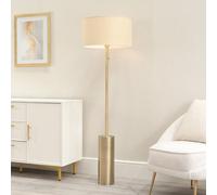 Lexy Fabric Drum Shade with Antique Brass Dimmable Floor Lamp ValueLights Nude One Size