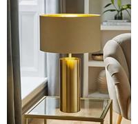 ValueLights | Antique Brass Single Stem Touch Dimmer Light Table Lamp with Beige/Gold Shade | Home Décor, Bedside & Desk Lamp | Includes Bulb