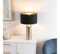 ValueLights | Antique Brass Single Stem Touch Dimmer Light Table Lamp with Black/Gold Shade | Home Décor, Bedside & Desk Lamp | Includes Bulb