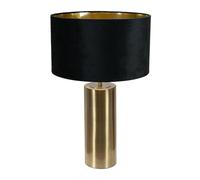Lexy Gold Touch Table Lamp with Velvet Drum with Gold Inner Lamp Shade and Bulb ValueLights Black One Size