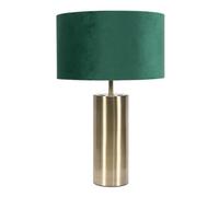 Antique Brass Single Stem Touch Dimmer Light Table Lamp with Forest Green Velvet Shade for Living Room Bedroom