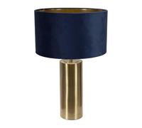 ValueLights | Lexy Antique Brass Touch Table Lamp with Navy Velvet & Gold Inner Shade & Warm White Bulb | Table Lamps, Home Décor & Improvement Essential