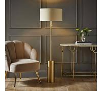 ValueLights | Antique Brass Single Stem Rotary Dimmer Switch Floor Lamp with Beige/Gold Shade | Floor Lamps & Torchieres, Home Décor & Improvement Essential | Includes Bulb