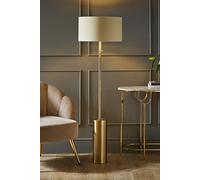 ValueLights Lexy Beige & Metallic Gold Shade with Antique Brass Dimmable Floor Lamp ValueLights Beige
