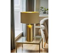 Antique Brass Single Stem Touch Dimmer Light Table Lamp with Beige/Gold Shade for Living Room Bedroom