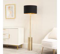 Valuelights Lexy Black And Gold Shade With Antique Brass Dimmable Floor Lamp & Led Bulb Black