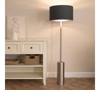 Lexy Chrome Dimmable Floor Lamp with Fabric Drum with Chrome Inner Shade & Bulb ValueLights Black One Size
