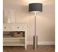 Lexy Chrome Dimmable Floor Lamp with Fabric Drum with Chrome Inner Shade & Bulb ValueLights Charcoal One Size