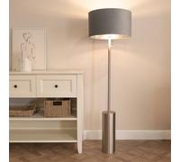 Lexy Chrome Dimmable Floor Lamp with Grey Velvet with Chrome Inner Lamp Shade ValueLights Grey One Size