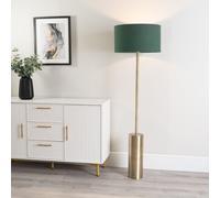 Lexy Fabric Drum Shade with Antique Brass Dimmable Floor Lamp ValueLights Green One Size