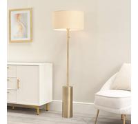 Valuelights Lexy Fabric Drum Shade With Antique Brass Dimmable Floor Lamp With Led Bulb In Nude