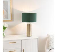 Lexy Fabric Drum Shade with Antique Brass Dimmable Touch Table Lamp & LED Bulb ValueLights Green One Size