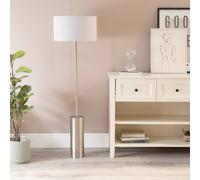 Lexy Fabric Drum Shade with Brushed Chrome Dimmable Floor Lamp ValueLights Grey One Size
