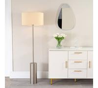 Lexy Fabric Drum Shade with Brushed Chrome Dimmable Floor Lamp ValueLights Nude One Size