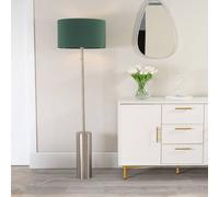 ValueLights | Brushed Chrome Single Stem Rotary Dimmer Switch Floor Lamp with Forest Green Drum Shade | Floor Lamps & Torchieres, Home Décor & Improvement Essential | Includes Bulb