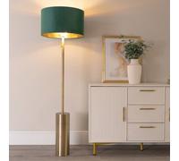 Lexy Gold Dimmable Floor Lamp with Velvet Drum with Gold Inner Lamp Shade & Bulb ValueLights Bottle Green One Size