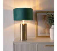 Lexy Gold Touch Table Lamp with Velvet Drum with Gold Inner Lamp Shade ValueLights Bottle Green One Size