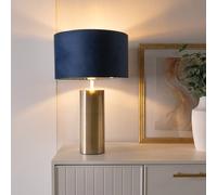 ValueLights | Lexy Antique Brass Touch Table Lamp with Navy Velvet & Gold Inner Shade | Table Lamps, Home Décor & Improvement Essential