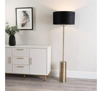 ValueLights Lexy Black Velvet Shade with Gold Dimmable Floor Lamp