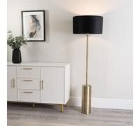 ValueLights Lexy Black Velvet Shade with Gold Dimmable Floor Lamp