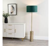 ValueLights | Antique Brass Single Stem Rotary Dimmer Switch Floor Lamp with Forest Green Velvet Shade | Floor Lamps & Torchieres, Home Décor & Improvement Essential | Includes Bulb