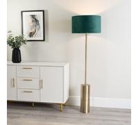 ValueLights | Antique Brass Single Stem Rotary Dimmer Switch Floor Lamp with Forest Green Velvet Shade | Floor Lamps & Torchieres, Home Décor & Improvement Essential | Includes Bulb