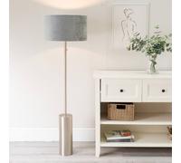 ValueLights Lexy Grey Velvet Shade with Chrome Dimmable Floor Lamp