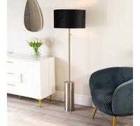 ValueLights | Brushed Chrome Single Stem Rotary Dimmer Switch Floor Lamp with Black Velvet Shade | Floor Lamps & Torchieres, Home Décor & Improvement Essential | Includes Bulb