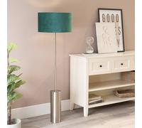 Lexy Velvet Drum Shade with Brushed Chrome Dimmable Floor Lamp with LED Bulb ValueLights Green One Size