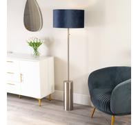 ValueLights | Brushed Chrome Single Stem Rotary Dimmer Switch Floor Lamp with Navy Blue Velvet Shade | Floor Lamps & Torchieres, Home Décor & Improvement Essential | Includes Bulb