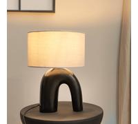 ValueLights Lia White Shade Black Arch Abstract Ceramic Table Lamp
