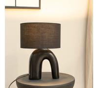 Lia Fabric Drum Lamp Shade Black Arch Abstract Ceramic Table Lamp ValueLights Black One Size