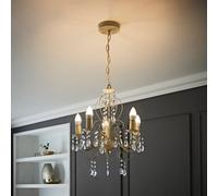 Valuelights Lille Pair Of Distressed Shabby Chic 5 Way White Pendant Ceiling Lights Chandeliers