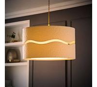 ValueLights Livie Boucle XL Easy Fit Ceiling Floor Lamp Shade 50cm with Bulb in Cream ValueLights Cream