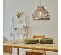 MiniSun | Modern Grey Wicker Rattan Basket Style Ceiling Pendant Light Shade Complete with a 4w LED Filament Bulb [2700K Warm White] | Shades & Home Improvements Essential | 31cm Shade Width