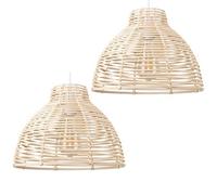 MiniSun | Modern Cream Wicker Basket Style Ceiling Light Shades | Pendant Lights, Home Décor & Improvement Essential | Set of 2 | 31cm Shade Width