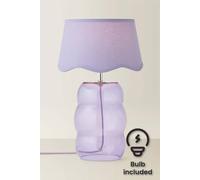 ValueLights Lolly Lilac Glass Bubble Table Lamp with Lilac Scallop Shade & Bulb ValueLights Lilac