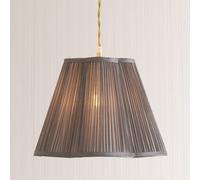Valuelights Loralei Dark Grey Large Pleated Faux Silk Scallop Easy Fit Lamp Shade With Bulb (D)35.5Cm