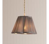 Valuelights Loralei Dark Grey Small Pleated Faux Silk Scallop Easy Fit Lamp Shade With Bulb (D)25.5Cm