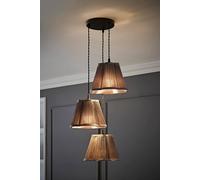 Loralei Grey Pleated Faux Silk 3 Drop Cluster Ceiling Pendant Light ValueLights Dark Grey One Size