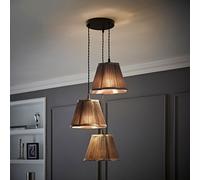 Loralei Grey Pleated Faux Silk 3 Drop Cluster Ceiling Pendant Light ValueLights Dark Grey One Size