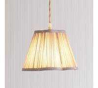 ValueLights | Loralei Light Grey Small Pleated Faux Silk Scallop Easy Fit Lamp Shade with Bulb