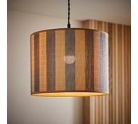 ValueLights Lori Blue Stripe Bamboo Drum Easy Fit Ceiling Pendant Light Lamp Shade in Mid Blue ValueLights Mid Blue