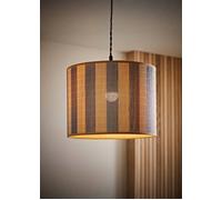 ValueLights Lori Blue Stripe Bamboo Drum Ceiling Lamp Shade and Bulb