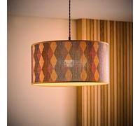 Valuelights Lori Diamond Print Bamboo Drum Easy Fit Ceiling Lamp Shade And Bulb