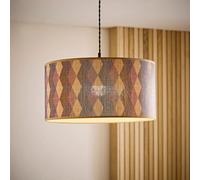 Valuelights Lori Diamond Print Bamboo Drum Easy Fit Ceiling Light Lamp Shade